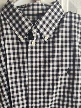 Boys Ralph Lauren Black & White  Button-Down Shirt. Size large (Slim Fit). EUC